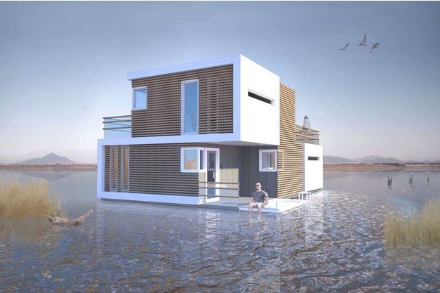 La villa flottante, conceptualisée en 3D